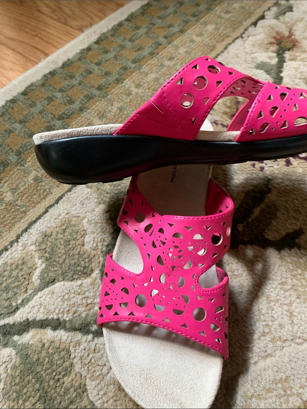 croft & barrow Pink Laser-Cut Slide Sandals - Picture 2 of 4